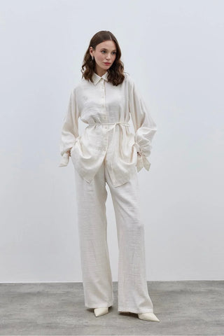 Tied Jacquard Suit Ecru