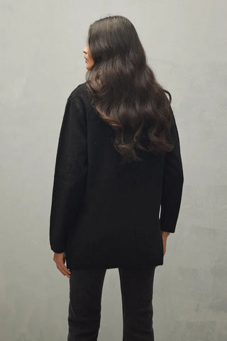 Bağlamalı Triko Takım Siyah - Fahhar Design