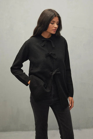 Bağlamalı Triko Takım Siyah - Fahhar Design