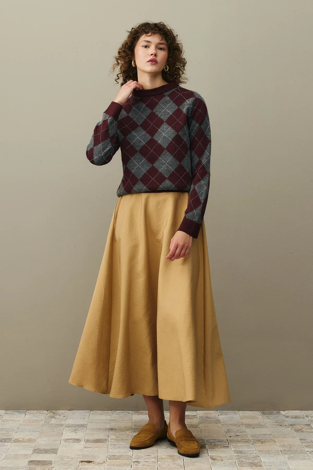 Diamond Pattern Sweater Burgundy