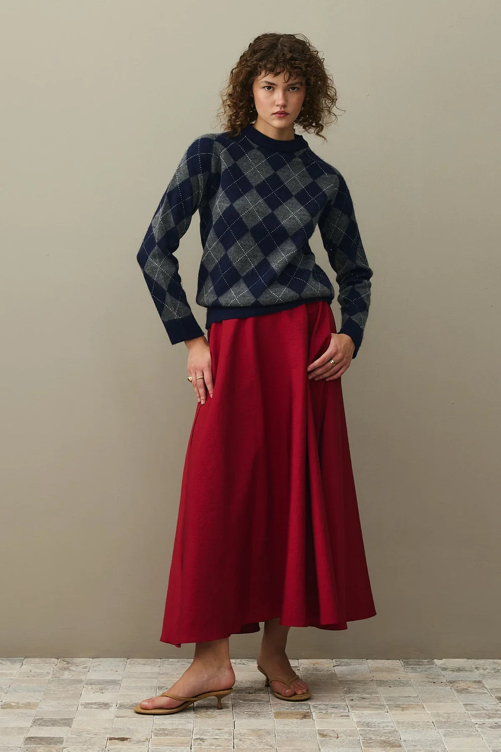 Diamond Pattern Sweater Gray