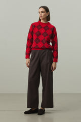 Baklava Desen Kazak Kırmızı