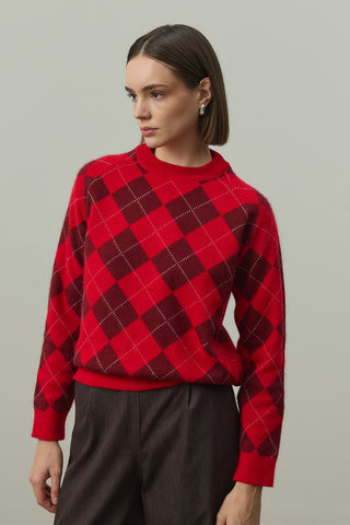 Baklava Desen Kazak Kırmızı