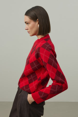 Baklava Desen Kazak Kırmızı