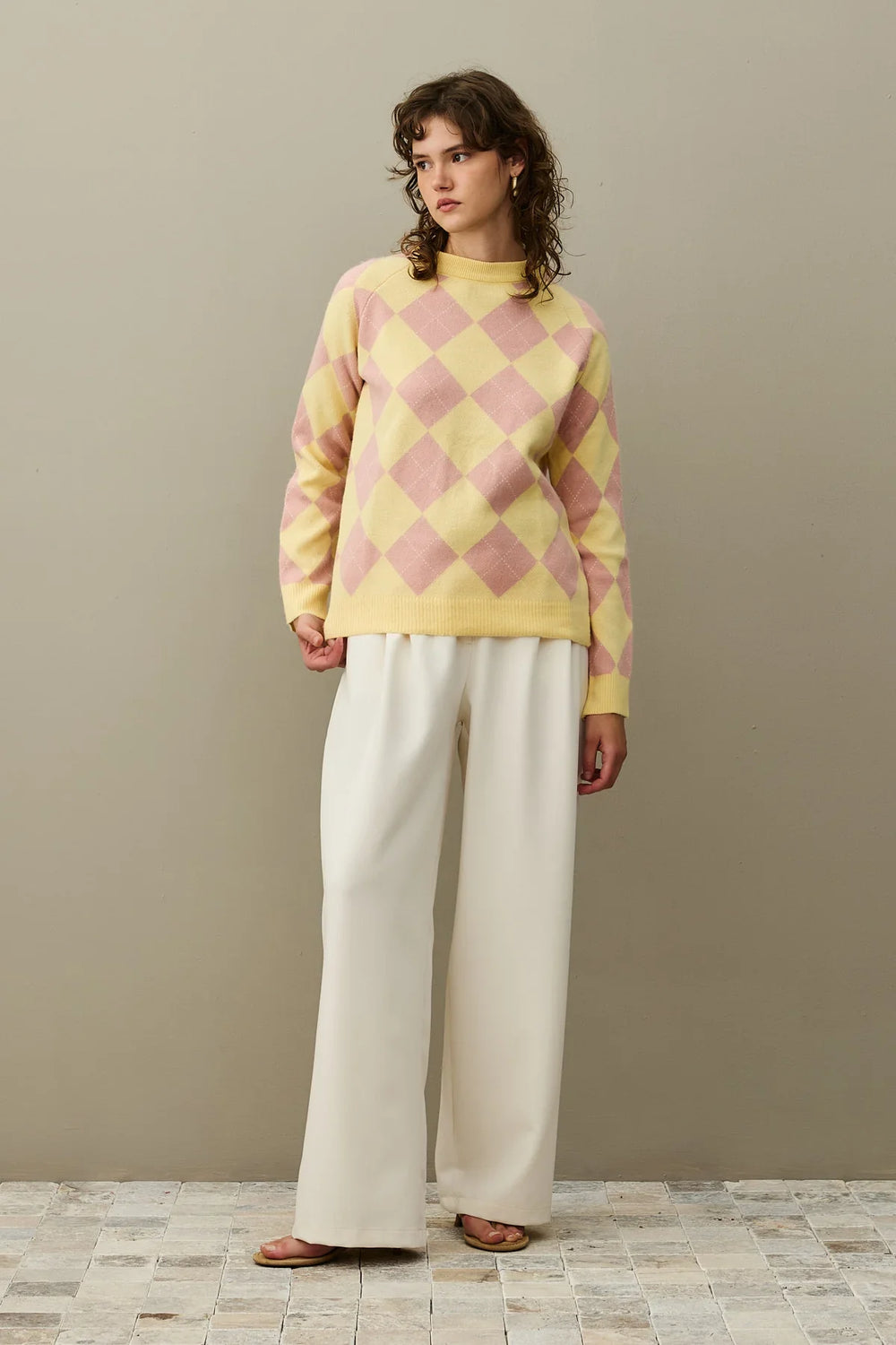 Diamond Pattern Sweater Yellow