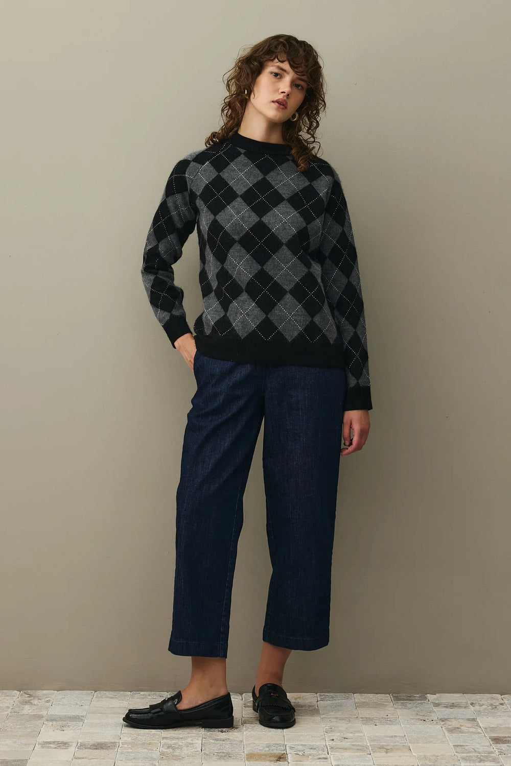 Diamond Pattern Sweater Black