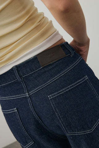 Barrel Denim Pantolon Koyu Mavi