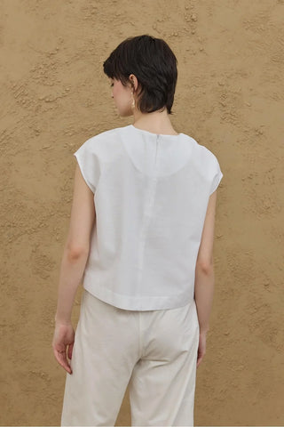Basic Keten Üst Beyaz - Fahhar Design
