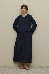 Basic Linen Top Navy Blue