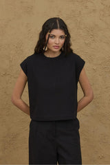 Basic Linen Top Black