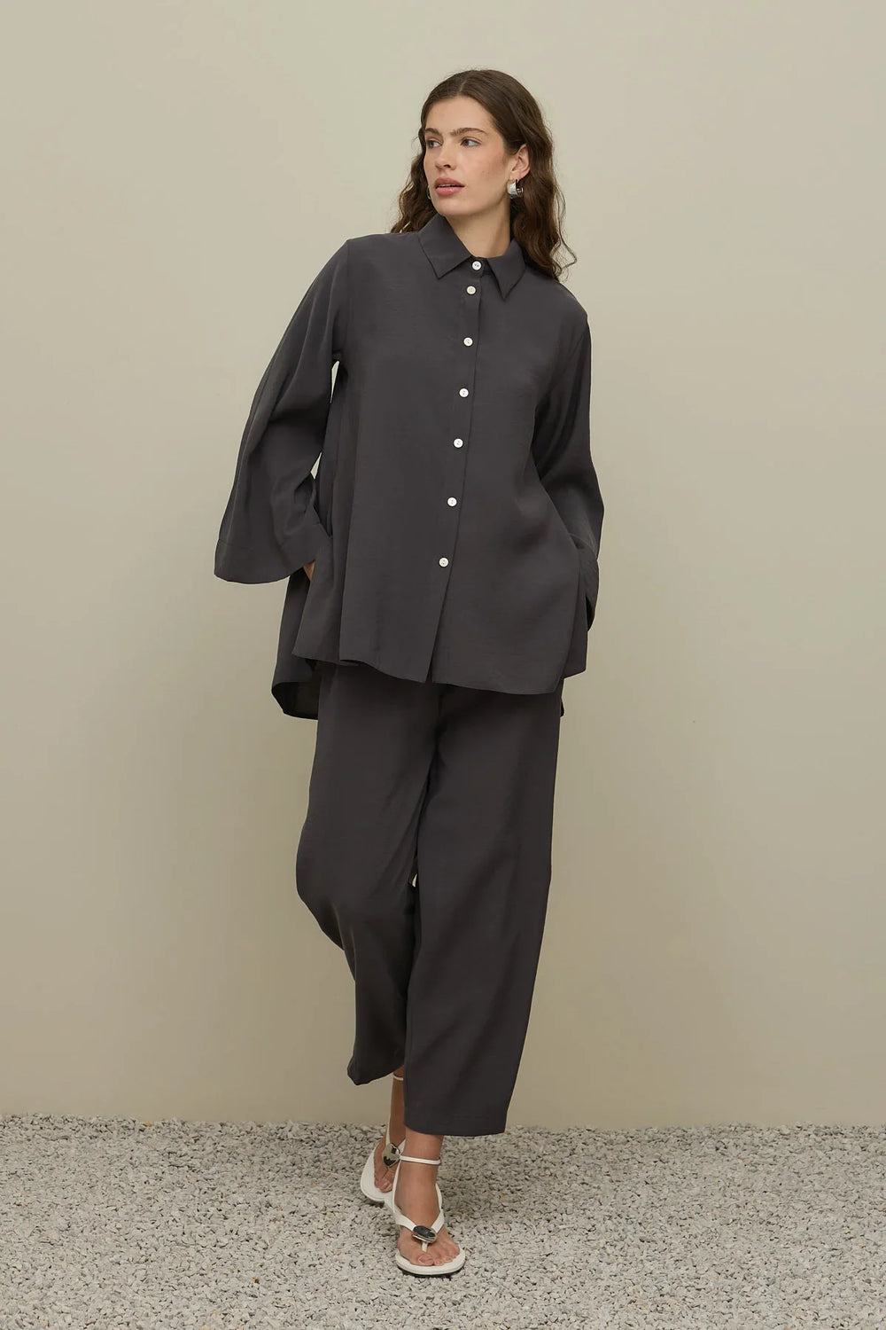 Basic Modal Shirt Set Anthracite