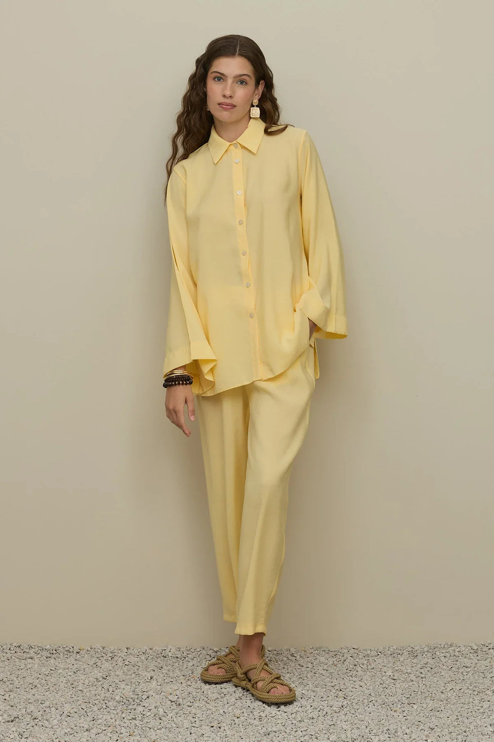 Basic Modal Shirt Set Yellow