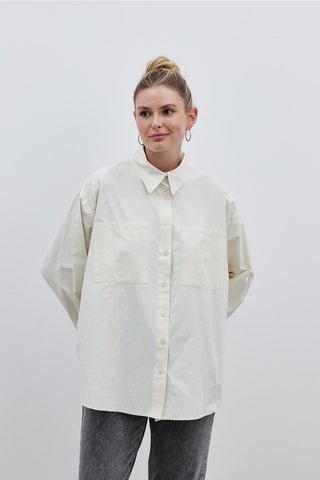 Basic Poplin Gömlek Ekru - Fahhar Design