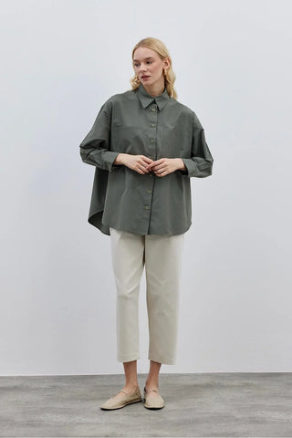 Basic Poplin Gömlek Haki - Fahhar Design