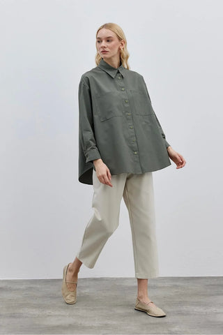 Basic Poplin Gömlek Haki - Fahhar Design