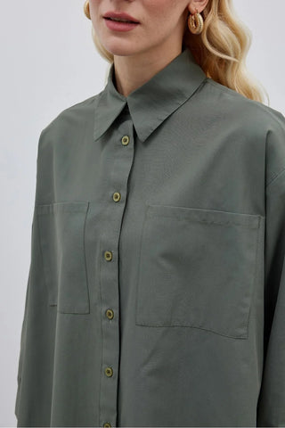 Basic Poplin Gömlek Haki - Fahhar Design
