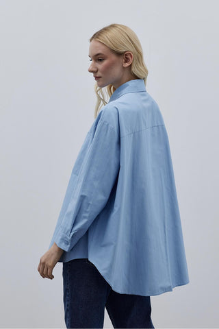 Basic Poplin Gömlek Mavi - Fahhar Design