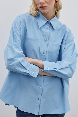 Basic Poplin Gömlek Mavi - Fahhar Design