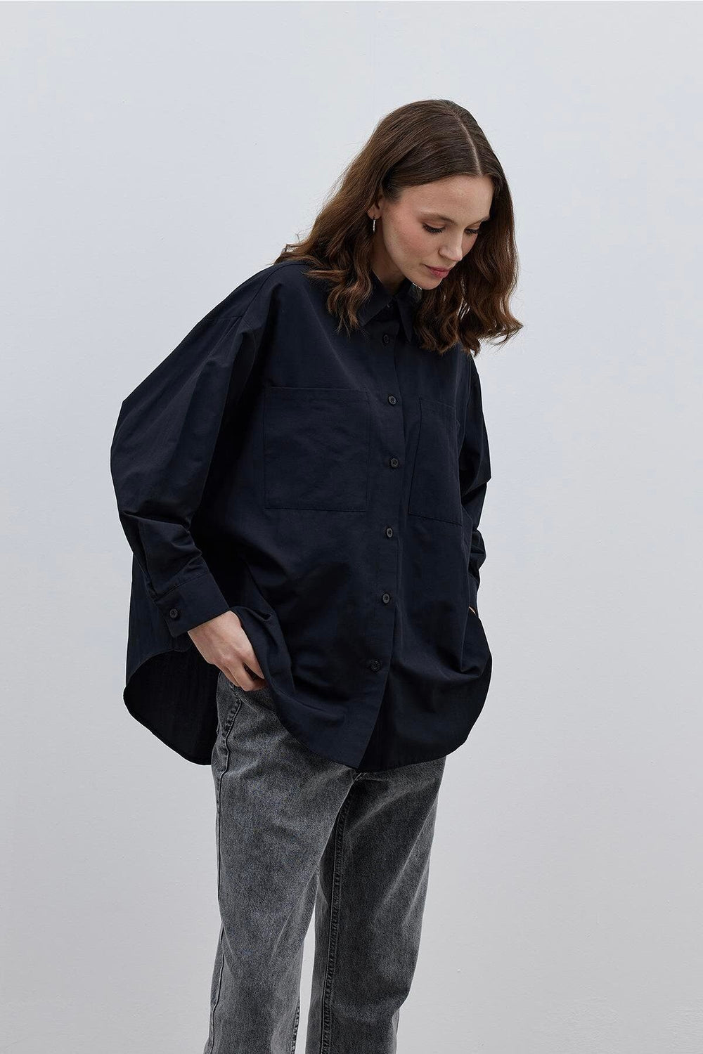 Basic Poplin Gömlek Siyah