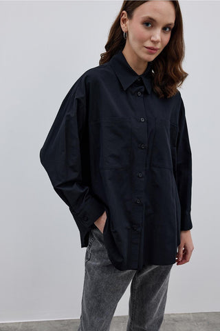 Basic Poplin Gömlek Siyah - Fahhar Design