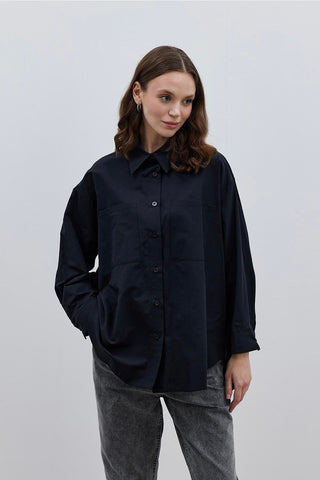 Basic Poplin Gömlek Siyah - Fahhar Design