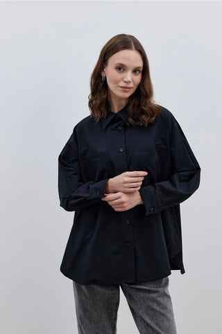 Basic Poplin Gömlek Siyah - Fahhar Design
