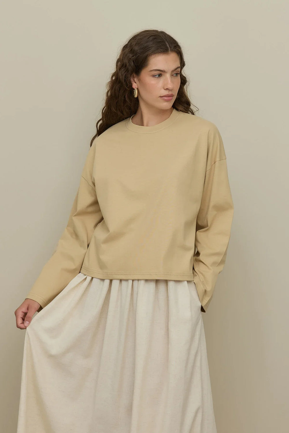 Basic Long Sleeve T-Shirt Sand Beige