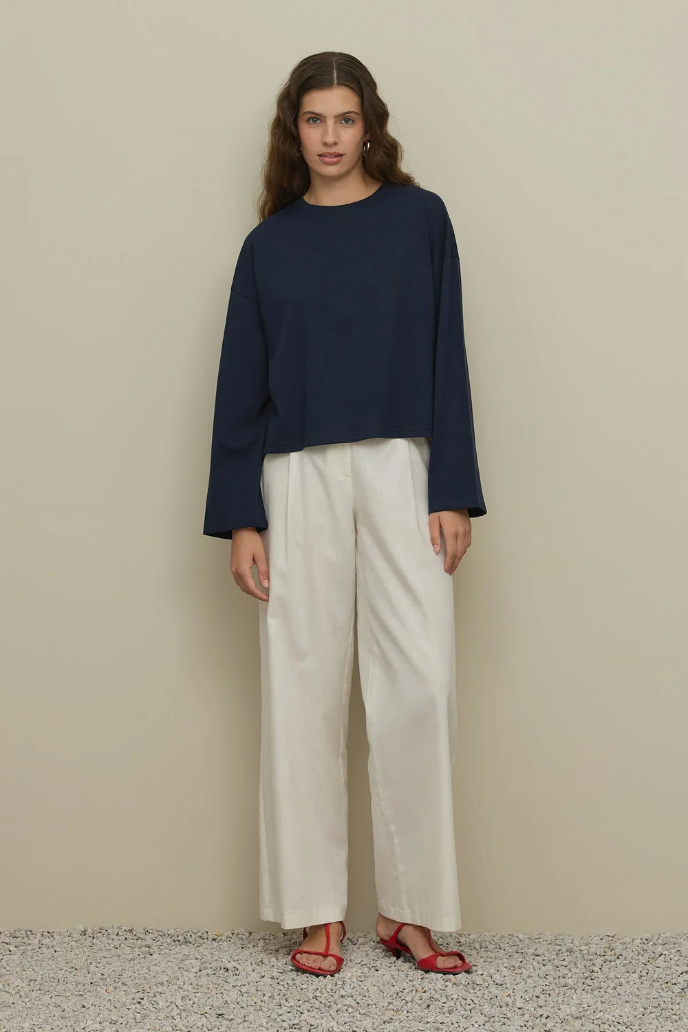 Basic Long Sleeve T-Shirt Navy Blue