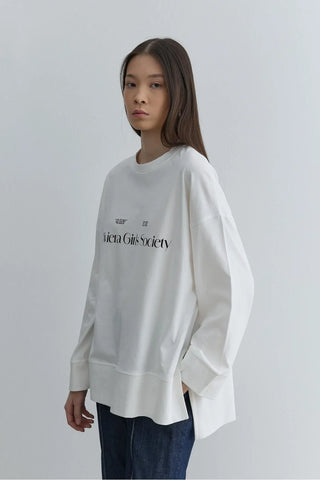 Baskılı Kalın Katlamalı Sweatshirt Ekru - Fahhar Design