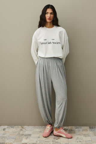 Baskılı Kalın Katlamalı Sweatshirt Ekru