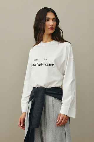 Baskılı Kalın Katlamalı Sweatshirt Ekru