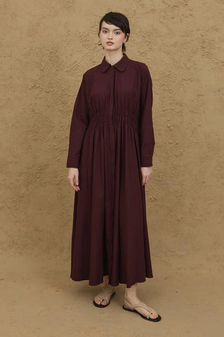 Beli Gipeli Vual Elbise Bordo - Fahhar Design