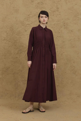 Beli Gipeli Vual Elbise Bordo - Fahhar Design