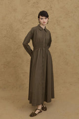 Beli Gipeli Vual Elbise Haki