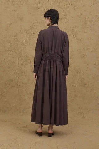 Beli Gipeli Vual Elbise Kahverengi - Fahhar Design