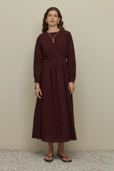 Ribbed Waist Dress Burgundy