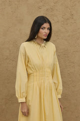 Ribbed Waist Dress Yellow