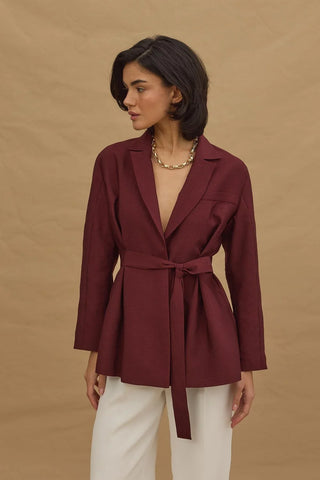 Fitted Waist Jacket Burgundy