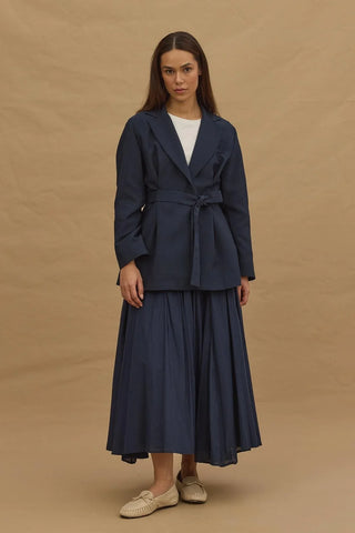 Fitted Waist Jacket Navy Blue