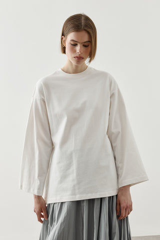 Biye Bağlamalı Basic Pamuk T-Shirt Beyaz
