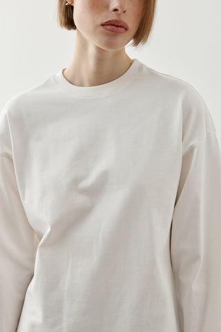 Biye Bağlamalı Basic Pamuk T-Shirt Beyaz