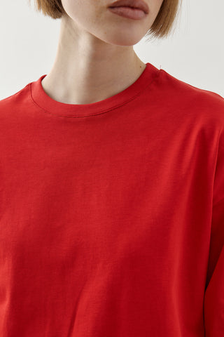 Biye Bağlamalı Basic Pamuk T-Shirt Kırmızı