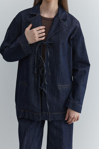 Biye Bağlı Denim Ceket Lacivert - Fahhar Design