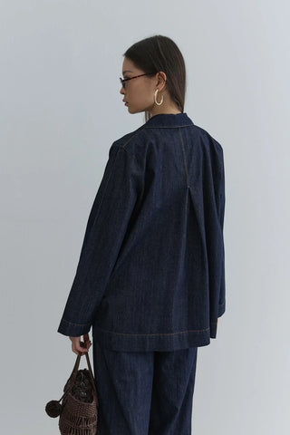 Biye Bağlı Denim Ceket Lacivert - Fahhar Design