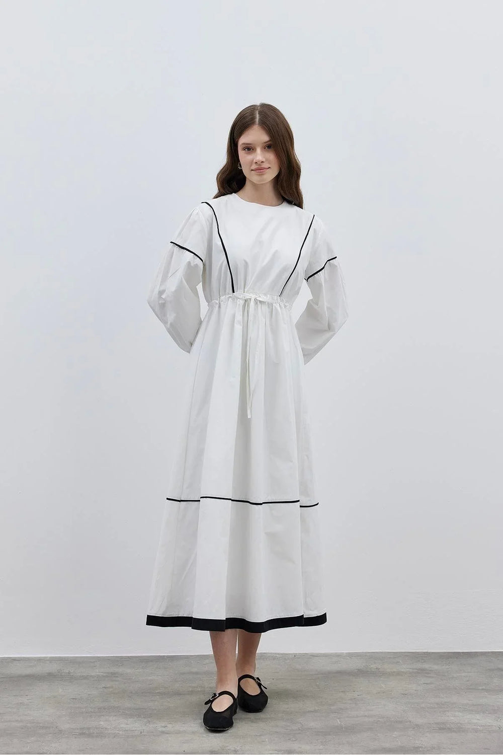 Ecru Piping Dress