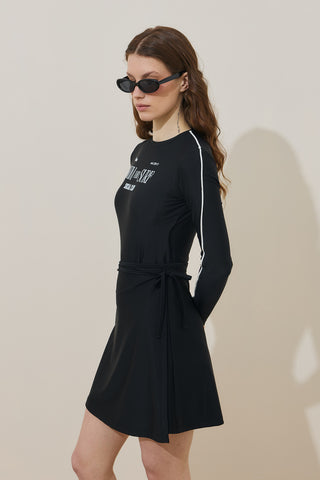 Biyeli Swim Baskı Surf Mayo Siyah
