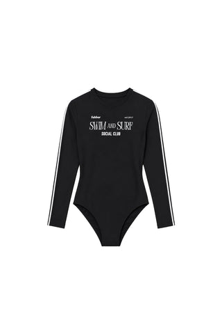 Biyeli Swim Baskı Surf Mayo Siyah