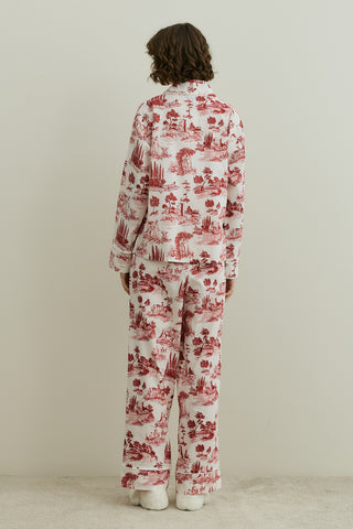 Blanc Desen Gömlekli Pijama Takımı Bordo