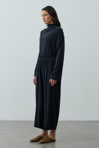 Bol Büzgülü Modal Pantolon Siyah