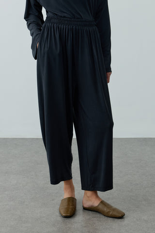 Bol Büzgülü Modal Pantolon Siyah